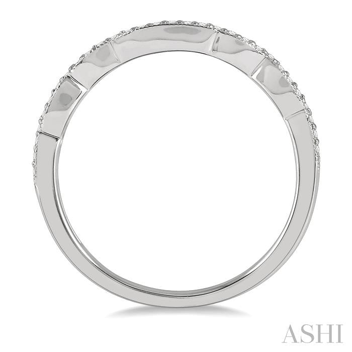 1/8 Ctw Wave Lattice Round Cut Diamond Wedding Band in 14K White Gold