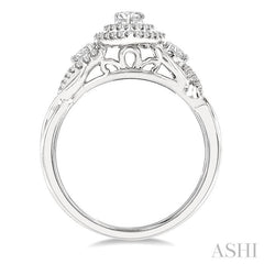 5/8 Ctw Split Twisted Shank Round Cut Diamond Engagement Ring With 1/4 Ct Pear Cut Center Stone in 14K White Gold