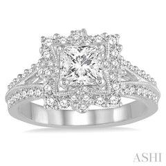 3/4 Ctw Round Diamond Semi-Mount Engagement Ring in 14K White Gold