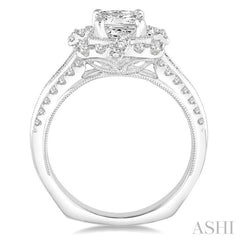 3/4 Ctw Round Diamond Semi-Mount Engagement Ring in 14K White Gold