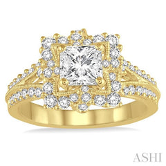 3/4 Ctw Round Diamond Semi-Mount Engagement Ring in 14K Yellow Gold