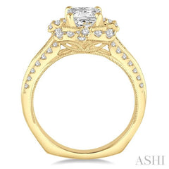 3/4 Ctw Round Diamond Semi-Mount Engagement Ring in 14K Yellow Gold