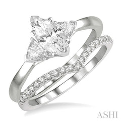 3/4 Ctw Diamond Wedding Set With 3/4 Ctw Marquise & Triangular Cut Engagement Ring and 1/10 Ctw Wedding Band in 14K White Gold