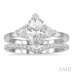3/4 Ctw Diamond Wedding Set With 3/4 Ctw Marquise & Triangular Cut Engagement Ring and 1/10 Ctw Wedding Band in 14K White Gold