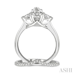 3/4 Ctw Diamond Wedding Set With 3/4 Ctw Marquise & Triangular Cut Engagement Ring and 1/10 Ctw Wedding Band in 14K White Gold