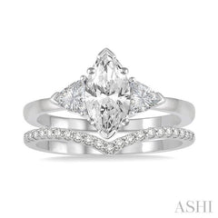 1/2 Ctw Diamond Wedding Set With 3/8 Ctw Marquise & Triangular Cut Engagement Ring and 1/10 Ctw Wedding Band in 14K White Gold