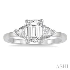 1/4 Ctw Emerald Shape Triangle Cut Diamond Semi-Mount Engagement Ring in 14K White Gold