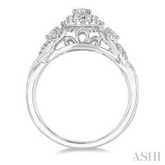 3/8 Ctw Split Twisted Shank Round Cut Diamond Semi-Mount Engagement Ring in 14K White Gold