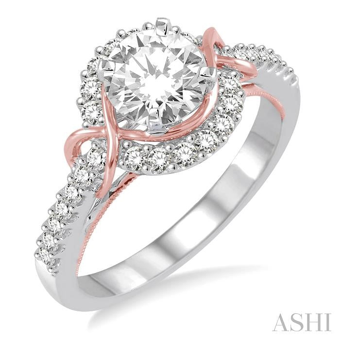 3/8 Ctw Diamond Semi-Mount Engagement Ring in 14K White and Rose Gold