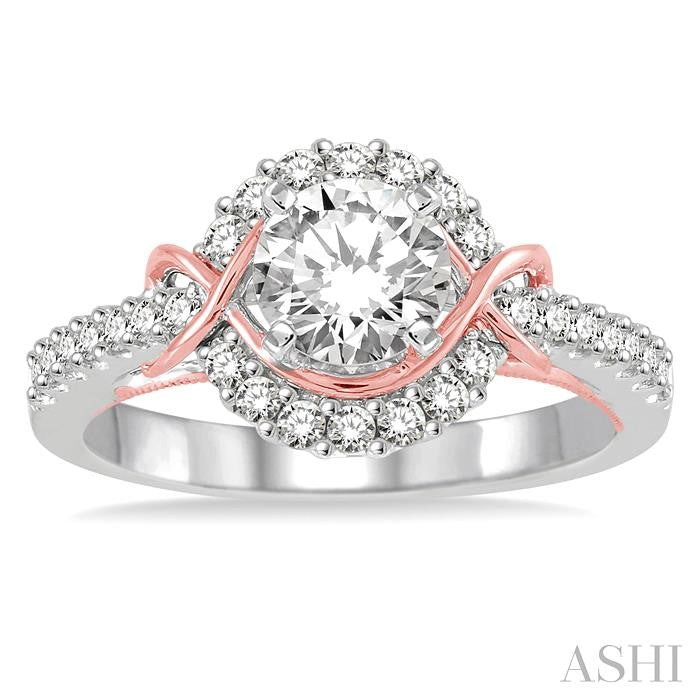 3/8 Ctw Diamond Semi-Mount Engagement Ring in 14K White and Rose Gold