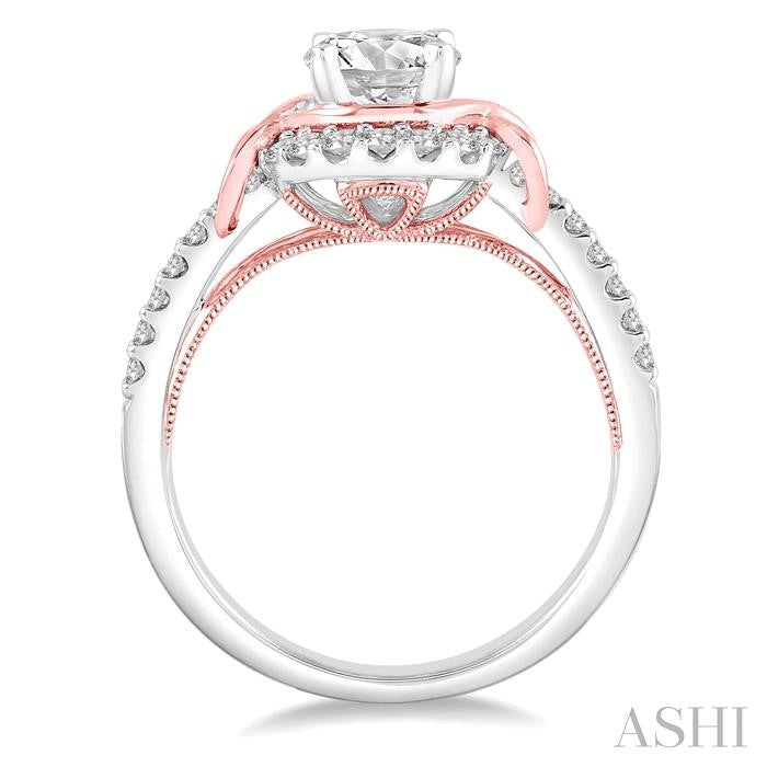 3/8 Ctw Diamond Semi-Mount Engagement Ring in 14K White and Rose Gold
