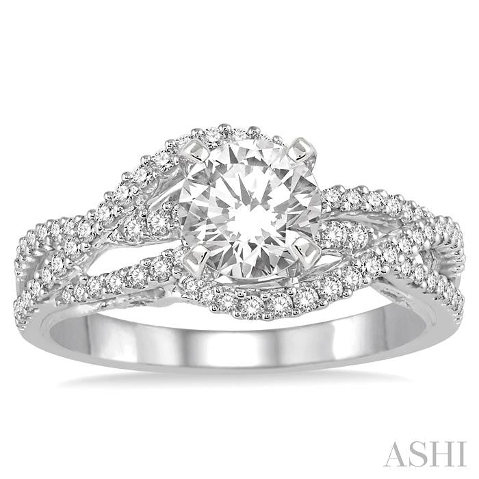 3/8 Ctw Entwined Semi-Mount Round Diamond Engagement Ring in 14K White Gold
