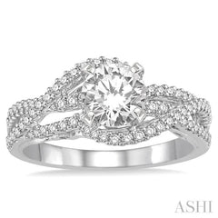 3/8 Ctw Entwined Semi-Mount Round Diamond Engagement Ring in 14K White Gold