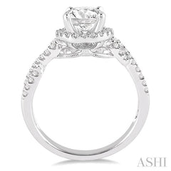1/2 Ctw Diamond Engagement Ring with 1/5 Ct Round Cut Center Stone in 14K White Gold