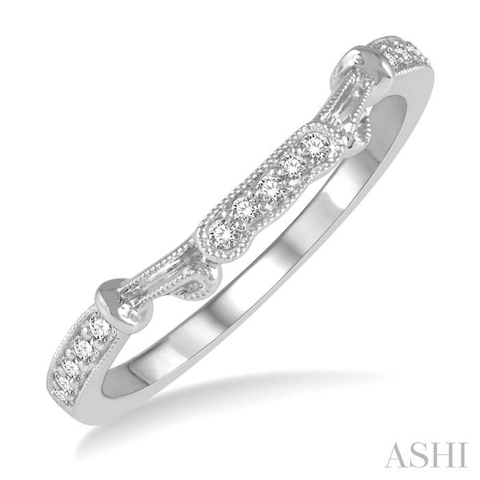 1/10 Ctw Round Cut Diamond Wedding Band in 14K White Gold