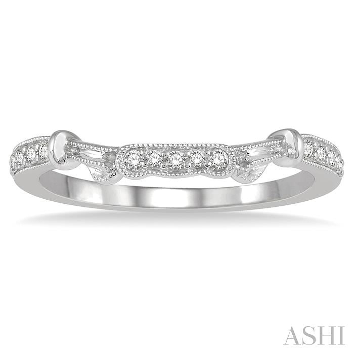1/10 Ctw Round Cut Diamond Wedding Band in 14K White Gold