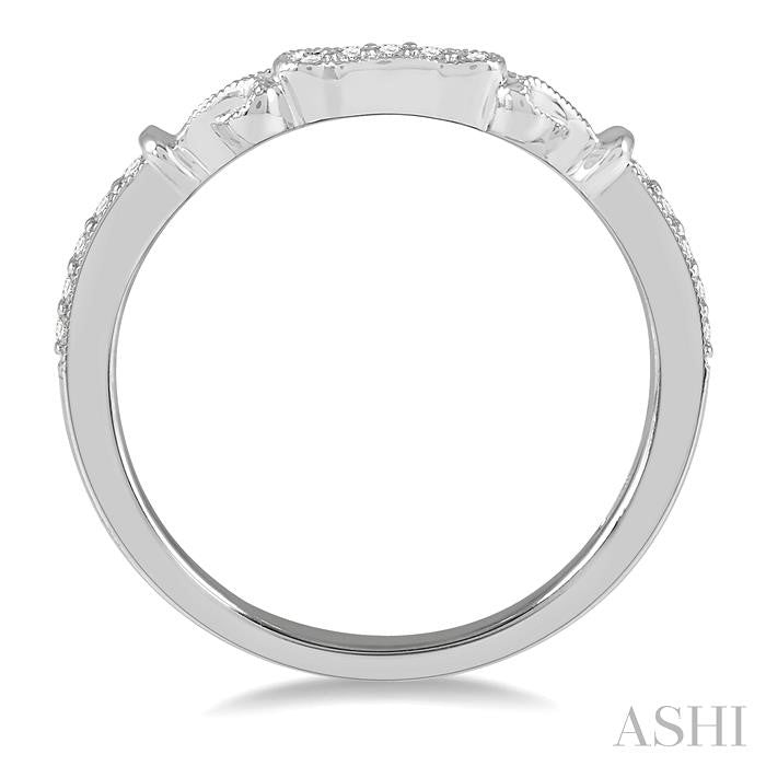1/10 Ctw Round Cut Diamond Wedding Band in 14K White Gold