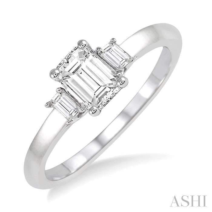 1/6 Ctw Baguette Diamond Semi-Mount Engagement Ring in 14K White Gold