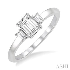 1/6 Ctw Baguette Diamond Semi-Mount Engagement Ring in 14K White Gold