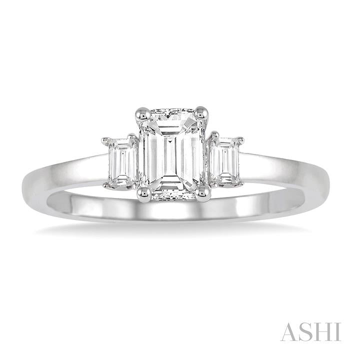 1/6 Ctw Baguette Diamond Semi-Mount Engagement Ring in 14K White Gold