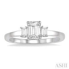 1/6 Ctw Baguette Diamond Semi-Mount Engagement Ring in 14K White Gold