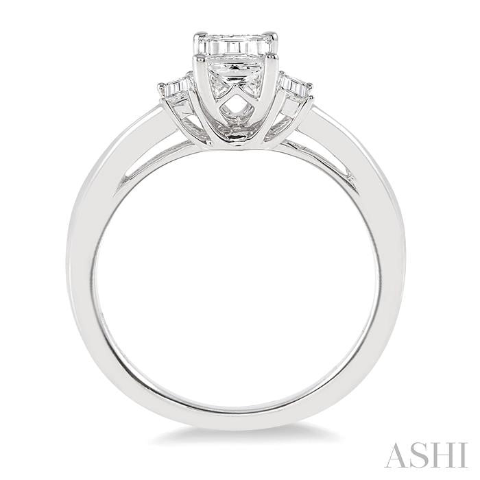 1/6 Ctw Baguette Diamond Semi-Mount Engagement Ring in 14K White Gold
