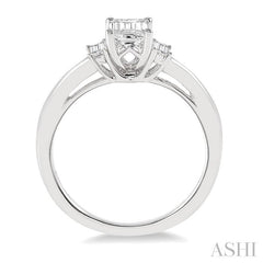 1/6 Ctw Baguette Diamond Semi-Mount Engagement Ring in 14K White Gold
