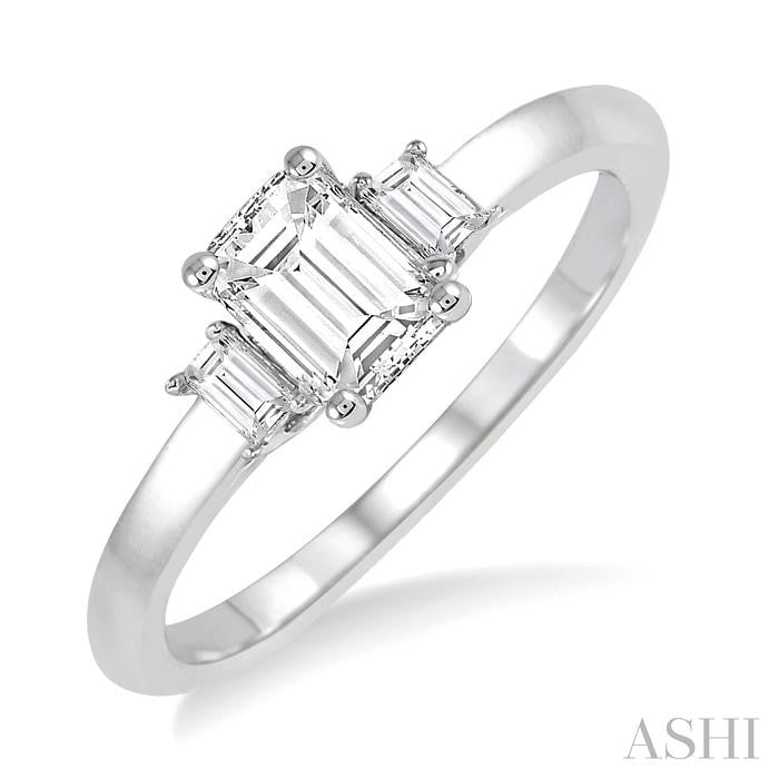 1/6 Ctw Baguette Diamond Semi-Mount Engagement Ring in 14K White Gold