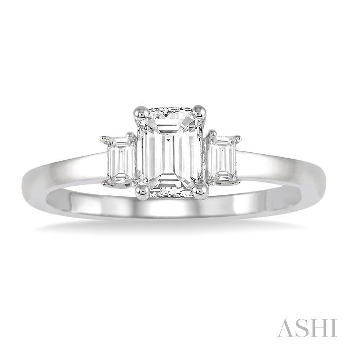 1/6 Ctw Baguette Diamond Semi-Mount Engagement Ring in 14K White Gold
