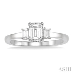 1/6 Ctw Baguette Diamond Semi-Mount Engagement Ring in 14K White Gold