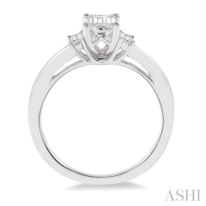 1/6 Ctw Baguette Diamond Semi-Mount Engagement Ring in 14K White Gold