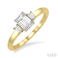 1/10 Ctw Baguette Diamond Semi-Mount Engagement Ring in 14K Yellow and White Gold