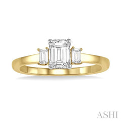 1/10 Ctw Baguette Diamond Semi-Mount Engagement Ring in 14K Yellow and White Gold