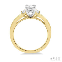 1/10 Ctw Baguette Diamond Semi-Mount Engagement Ring in 14K Yellow and White Gold