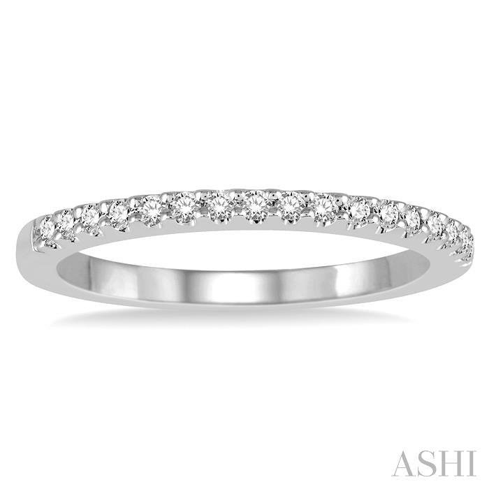 1/10 Ctw Round Cut Diamond Wedding Band in 14K White Gold