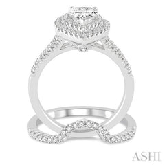 1 1/5 Ctw Diamond Bridal Set with 1 Ctw Pear Cut Engagement Ring and 1/5 Ctw Wedding Band in 14K White Gold