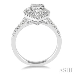 1 Ctw Diamond Engagement Ring with 1/2 Ct Pear Cut Center Stone in 14K White Gold