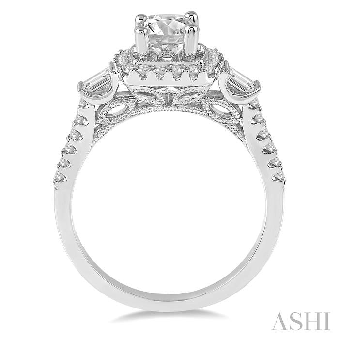 1 1/10 Ctw Halo Diamond Engagement Ring with 5/8 Ct Round Cut Center Diamond in 14K White Gold