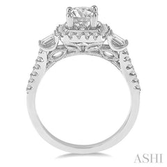 1/2 Ctw Diamond Square Halo Semi-Mount Engagement Ring in 14K White Gold