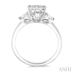 1/2 Ctw Baguette and Pear Cut Diamond Ladies Engagement Ring with 1/3 Ct Pear Cut Center Stone in 14K White Gold