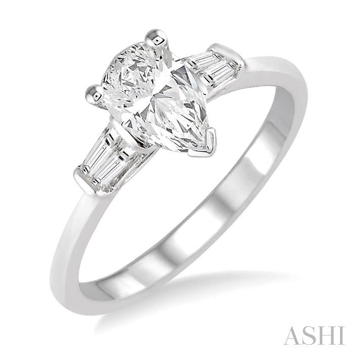 1/5 Ctw Baguette Diamond Semi-Mount Engagement Ring in 14K White Gold