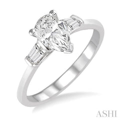 1/5 Ctw Baguette Diamond Semi-Mount Engagement Ring in 14K White Gold