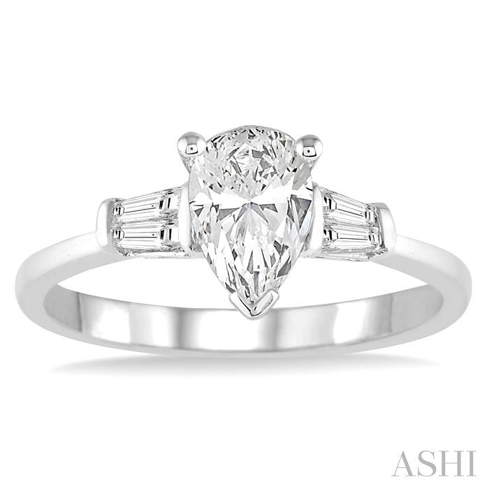 1/5 Ctw Baguette Diamond Semi-Mount Engagement Ring in 14K White Gold
