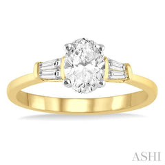 1/5 Ctw Baguette Diamond Semi-Mount Engagement Ring in 14K Yellow and White Gold