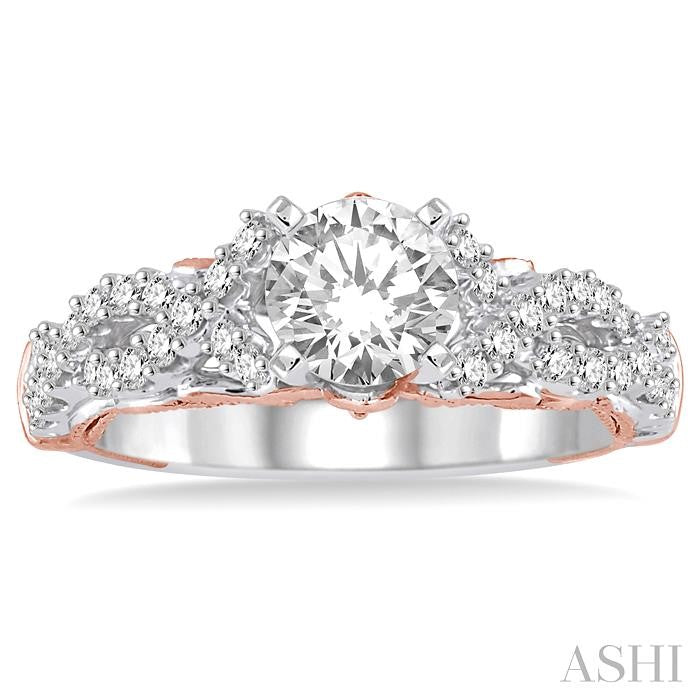 1/2 Ctw Diamond Semi-Mount Engagement Ring in 14K White and Rose Gold