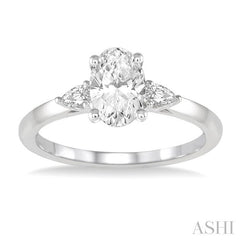 1/5 Ctw Pear Cut Diamond Semi-Mount Engagement Ring in 14K White Gold