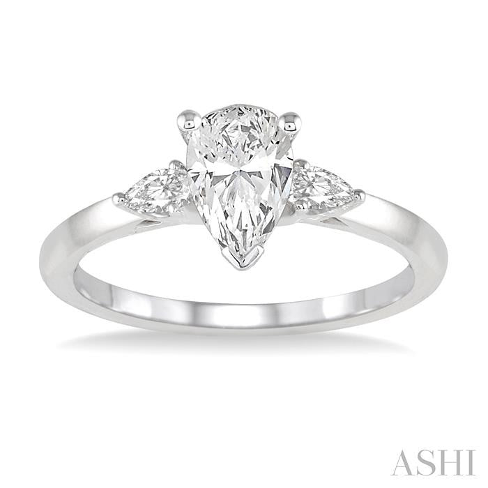 1/5 Ctw Pear Cut Diamond Semi-Mount Engagement Ring in 14K White Gold