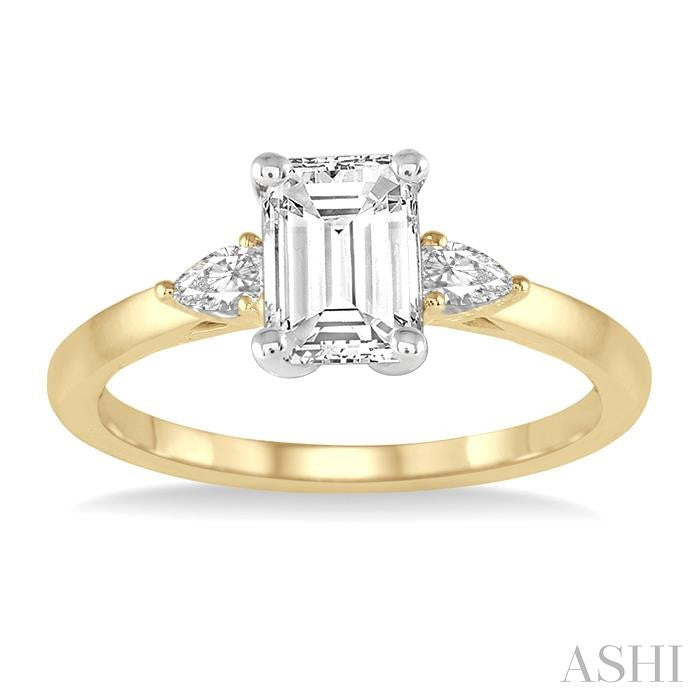 1/5 Ctw Pear Cut Diamond Semi-Mount Engagement Ring in 14K Yellow and White Gold