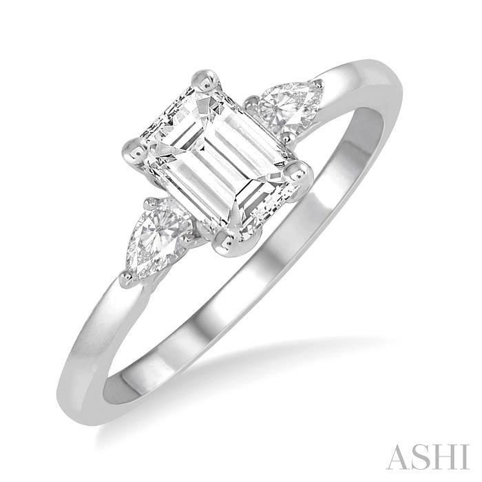 1/5 Ctw Pear Cut Diamond Semi-Mount Engagement Ring in 14K White Gold