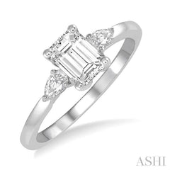1/5 Ctw Pear Cut Diamond Semi-Mount Engagement Ring in 14K White Gold